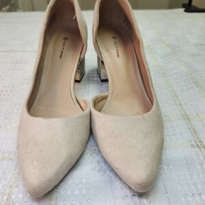 Call It Spring Pointed Block Heel Pumps in Blush
